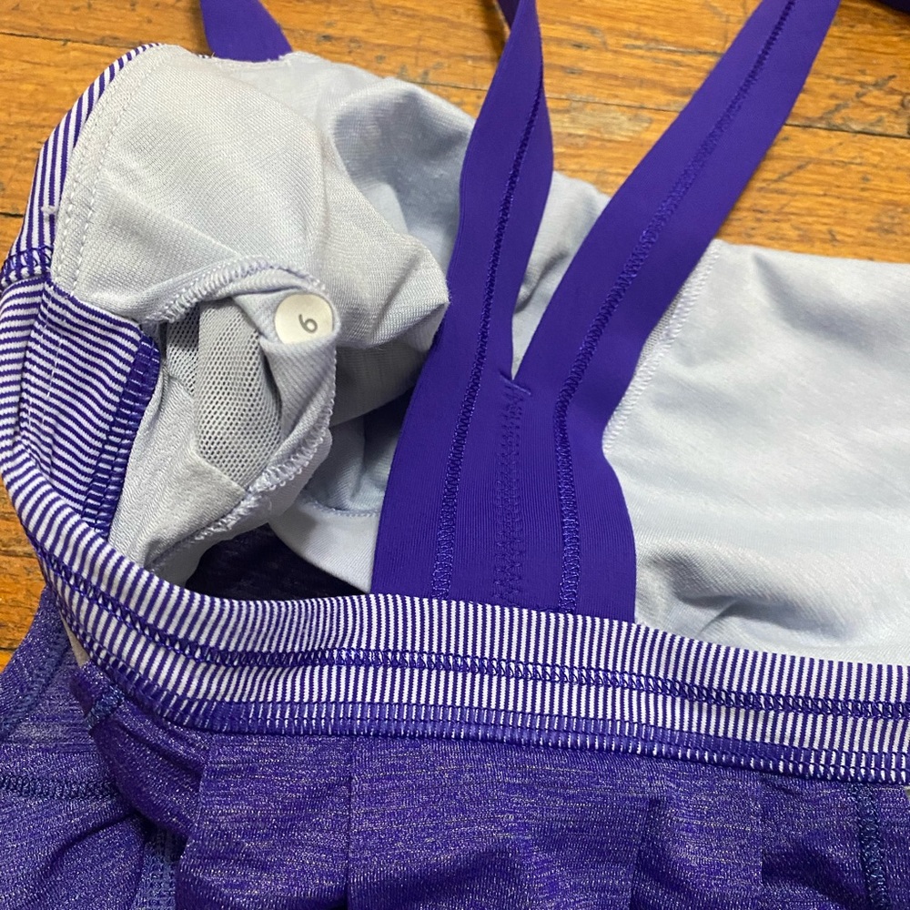 Lululemon Rest Less Tank Top Built In Bra Light Purple Stripe Women’s Size 6 EUC - Picture 7 of 9